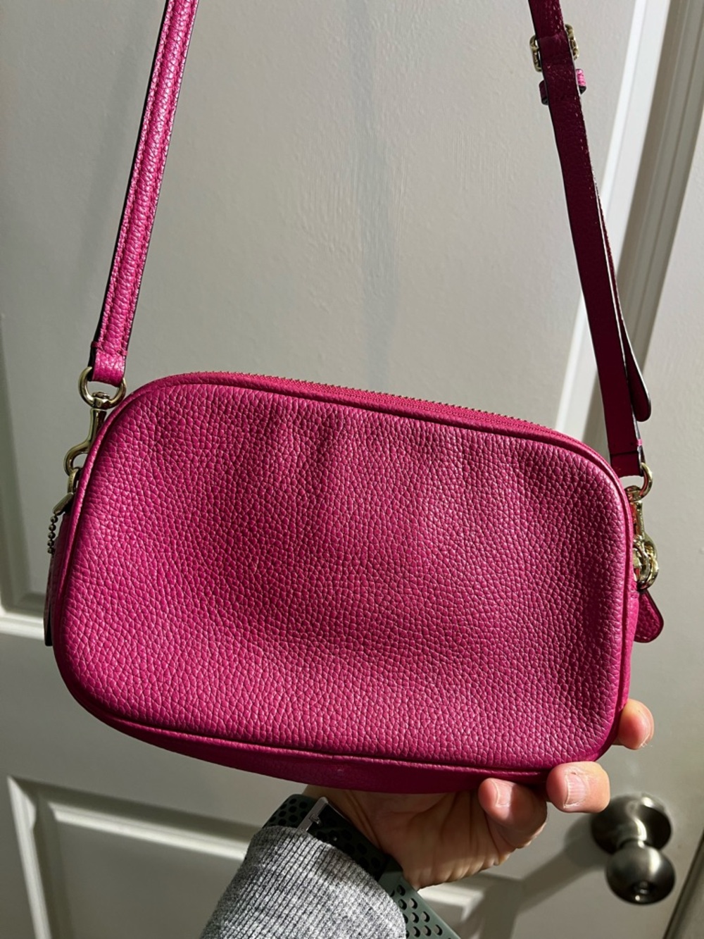 Coach Pebbled Leather Crossbody in Bright Pink - Picture 2 of 10